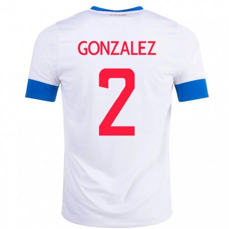 Kandiny Gyermek Costa Rica Julian Gonzalez #2 Fehér Idegenbeli Jersey 22-24 Mez Póló Ing