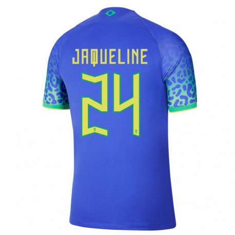 Kandiny Gyermek Brazil Jaqueline #24 Kék Idegenbeli Jersey 22-24 Mez Póló Ing