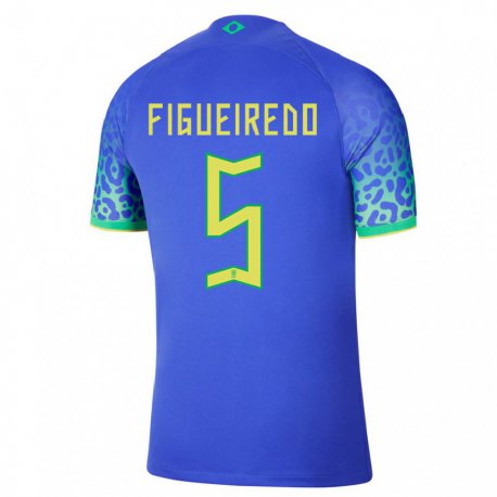 Kandiny Gyermek Brazil Vitor Figueiredo #5 Kék Idegenbeli Jersey 22-24 Mez Póló Ing