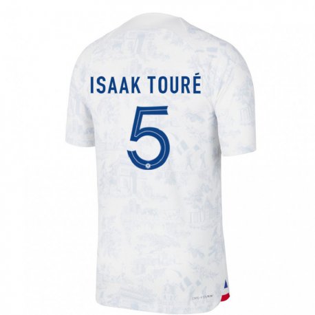 Kandiny Gyermek Francia Souleymane Isaak Toure #5 Fehér Kék Idegenbeli Jersey 22-24 Mez Póló Ing