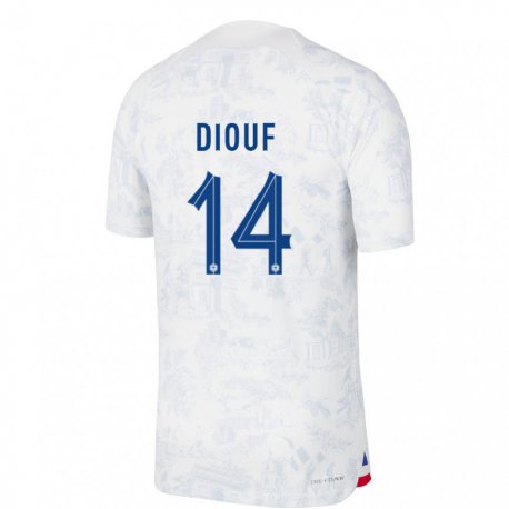 Kandiny Gyermek Francia Andy Diouf #14 Fehér Kék Idegenbeli Jersey 22-24 Mez Póló Ing