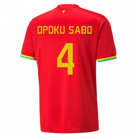 Kandiny Gyermek Ghánai Alex Opoku Sabo #4 Piros Idegenbeli Jersey 22-24 Mez Póló Ing