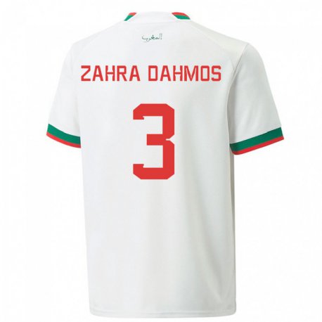 Kandiny Gyermek Marokkói Fatima Zahra Dahmos #3 Fehér Idegenbeli Jersey 22-24 Mez Póló Ing