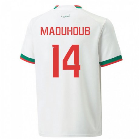 Kandiny Gyermek Marokkói El Mehdi Maouhoub #14 Fehér Idegenbeli Jersey 22-24 Mez Póló Ing