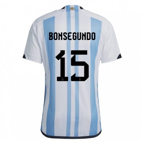Kandiny Férfi Argentin Florencia Bonsegundo #15 Fehér ég Kék Hazai Jersey 22-24 Mez Póló Ing