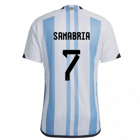 Kandiny Férfi Argentin Mateo Sanabria #7 Fehér ég Kék Hazai Jersey 22-24 Mez Póló Ing