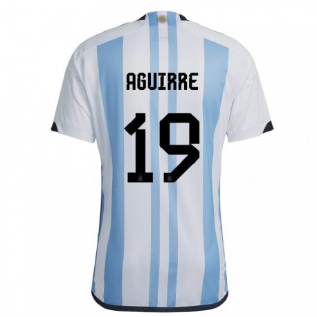 Kandiny Férfi Argentin Brian Aguirre #19 Fehér ég Kék Hazai Jersey 22-24 Mez Póló Ing