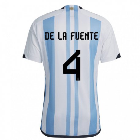 Kandiny Férfi Argentin Hernan De La Fuente #4 Fehér ég Kék Hazai Jersey 22-24 Mez Póló Ing