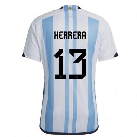 Kandiny Férfi Argentin Marcelo Herrera #13 Fehér ég Kék Hazai Jersey 22-24 Mez Póló Ing