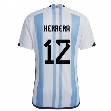 Kandiny Férfi Argentin Franco Herrera #12 Fehér ég Kék Hazai Jersey 22-24 Mez Póló Ing