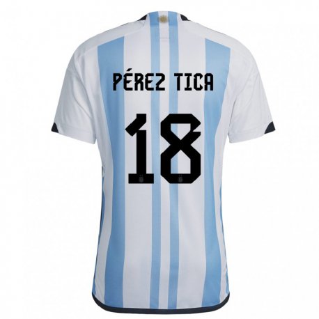 Kandiny Férfi Argentin Jeremias Perez Tica #18 Fehér ég Kék Hazai Jersey 22-24 Mez Póló Ing