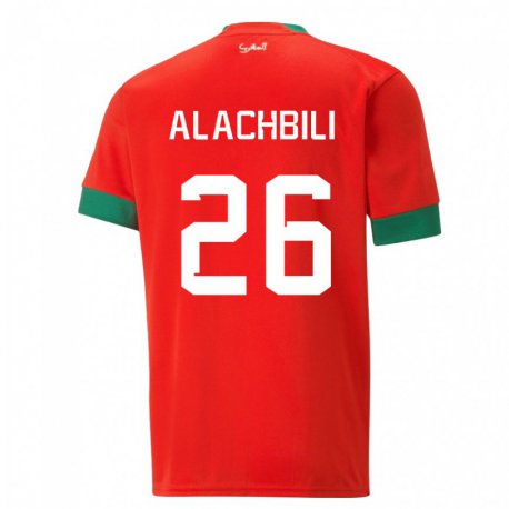 Kandiny Férfi Marokkói Taha Alachbili #26 Piros Hazai Jersey 22-24 Mez Póló Ing