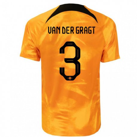 Kandiny Férfi Holland Stefanie Van Der Gragt #3 Lézer Narancs Hazai Jersey 22-24 Mez Póló Ing