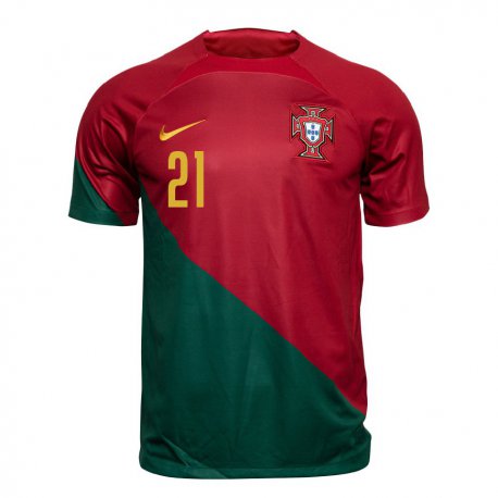 Kandiny Férfi Portugál Fabio Vieira #21 Piros Zöld Hazai Jersey 22-24 Mez Póló Ing