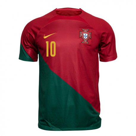 Kandiny Férfi Portugál Diogo Prioste #10 Piros Zöld Hazai Jersey 22-24 Mez Póló Ing