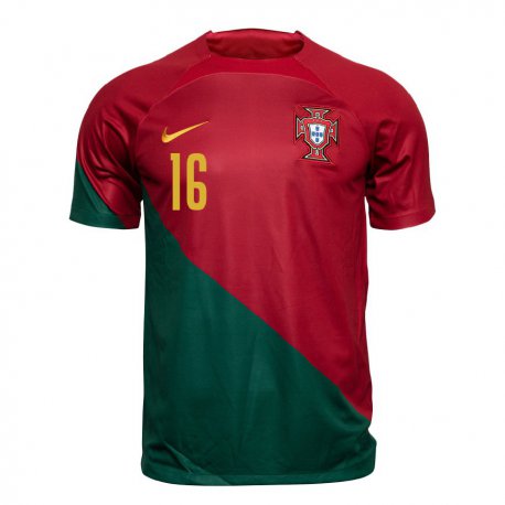 Kandiny Férfi Portugál Diogo Lobao #16 Piros Zöld Hazai Jersey 22-24 Mez Póló Ing