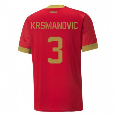 Kandiny Férfi Szerb Nemanja Krsmanovic #3 Piros Hazai Jersey 22-24 Mez Póló Ing