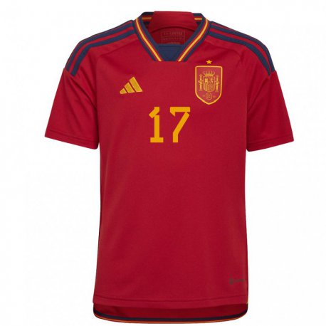 Kandiny Férfi Spanyol Ivan Garriel #17 Piros Hazai Jersey 22-24 Mez Póló Ing