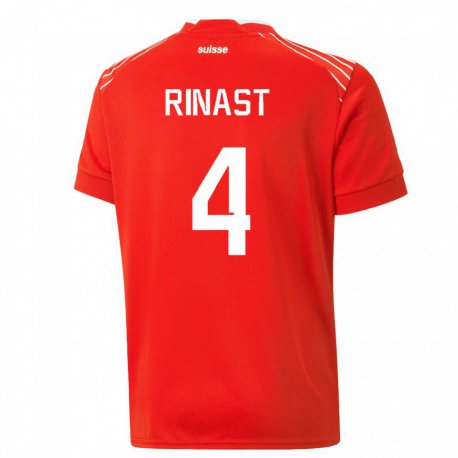 Kandiny Férfi Svájci Rachel Rinast #4 Piros Hazai Jersey 22-24 Mez Póló Ing