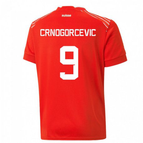 Kandiny Férfi Svájci Ana Maria Crnogorcevic #9 Piros Hazai Jersey 22-24 Mez Póló Ing