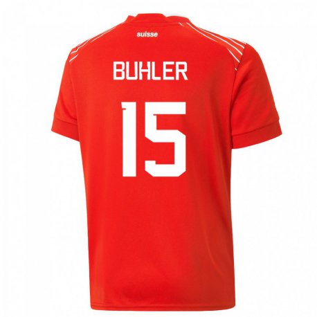 Kandiny Férfi Svájci Luana Buhler #15 Piros Hazai Jersey 22-24 Mez Póló Ing