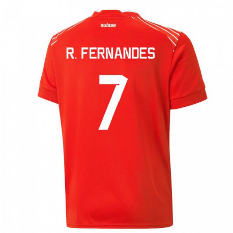 Kandiny Férfi Svájci Ronaldo Dantas Fernandes #7 Piros Hazai Jersey 22-24 Mez Póló Ing