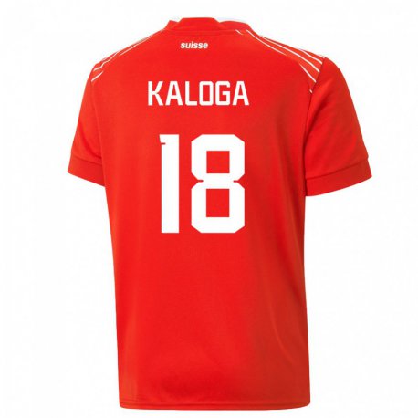 Kandiny Férfi Svájci Issa Kaloga #18 Piros Hazai Jersey 22-24 Mez Póló Ing