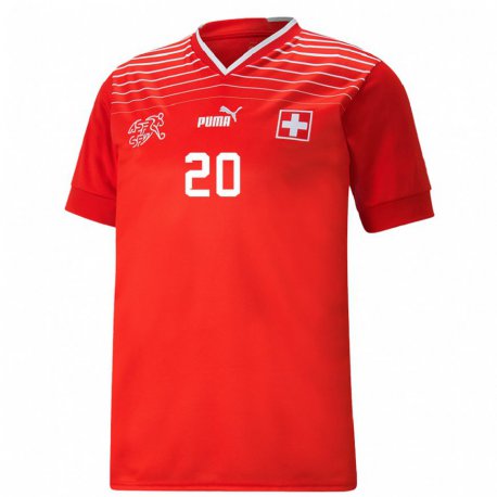 Kandiny Férfi Svájci Amin Hajoubi #20 Piros Hazai Jersey 22-24 Mez Póló Ing
