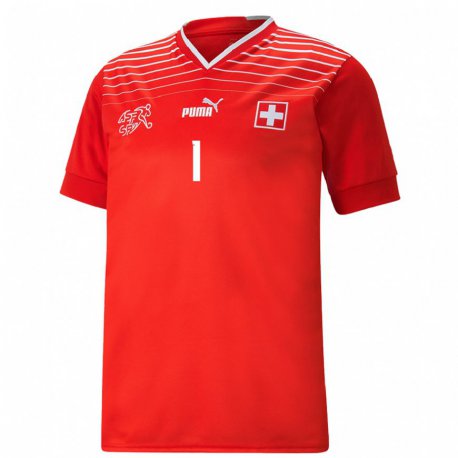 Kandiny Férfi Svájci Marvin Hubel #1 Piros Hazai Jersey 22-24 Mez Póló Ing