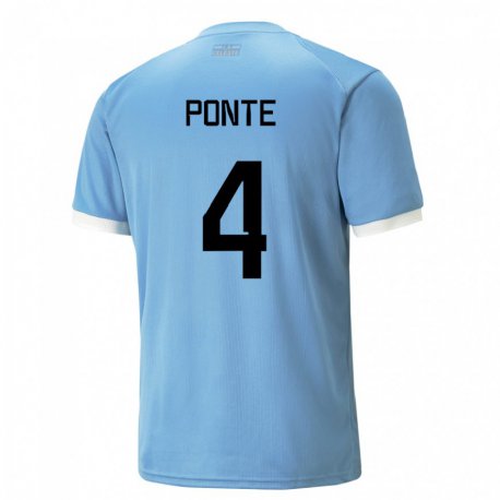 Kandiny Férfi Uruguayi Mateo Ponte #4 Kék Hazai Jersey 22-24 Mez Póló Ing
