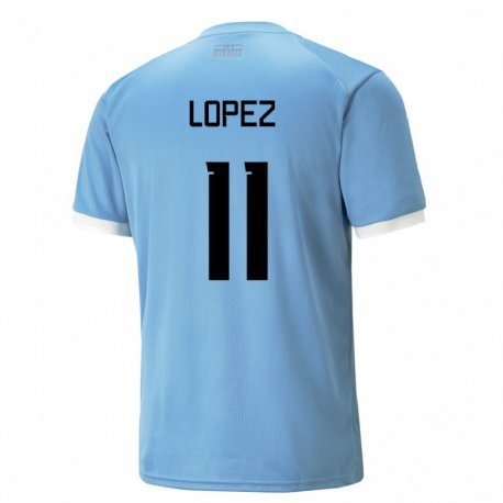Kandiny Férfi Uruguayi Guillermo Lopez #11 Kék Hazai Jersey 22-24 Mez Póló Ing