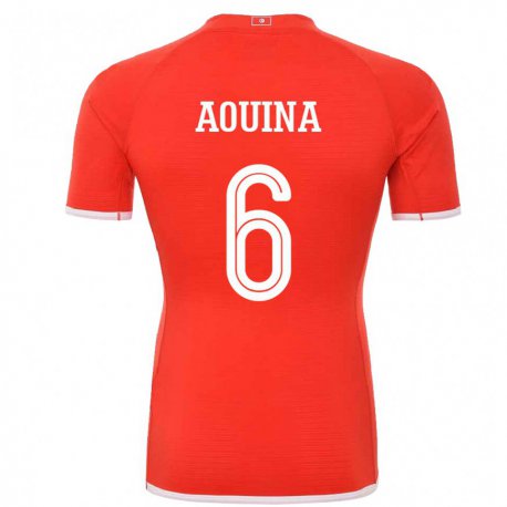 Kandiny Férfi Tunéziai Rania Aouina #6 Piros Hazai Jersey 22-24 Mez Póló Ing