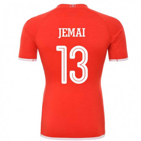 Kandiny Férfi Tunéziai Yasmine Jemai #13 Piros Hazai Jersey 22-24 Mez Póló Ing