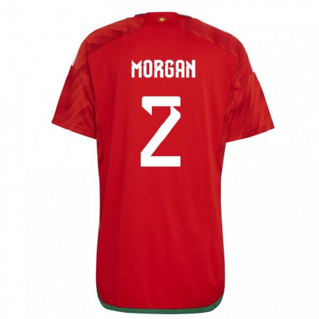 Kandiny Férfi Walesi Ffion Morgan #2 Piros Hazai Jersey 22-24 Mez Póló Ing