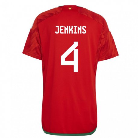 Kandiny Férfi Walesi Shaunna Jenkins #4 Piros Hazai Jersey 22-24 Mez Póló Ing