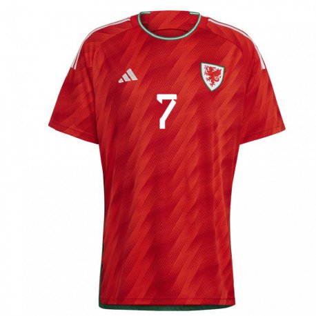 Kandiny Férfi Walesi Emma Jones #7 Piros Hazai Jersey 22-24 Mez Póló Ing