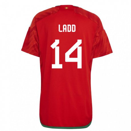 Kandiny Férfi Walesi Hayley Ladd #14 Piros Hazai Jersey 22-24 Mez Póló Ing