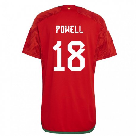 Kandiny Férfi Walesi Ella Powell #18 Piros Hazai Jersey 22-24 Mez Póló Ing