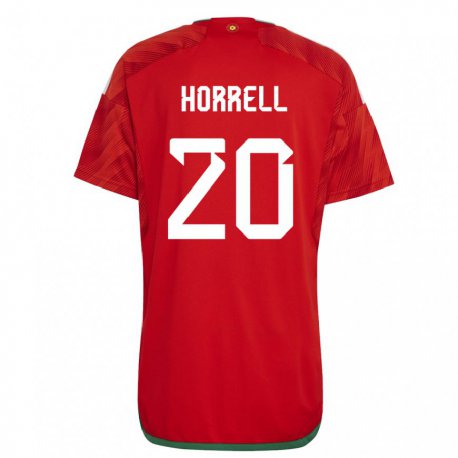 Kandiny Férfi Walesi Grace Horrell #20 Piros Hazai Jersey 22-24 Mez Póló Ing
