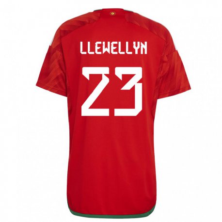 Kandiny Férfi Walesi Ffion Llewellyn #23 Piros Hazai Jersey 22-24 Mez Póló Ing
