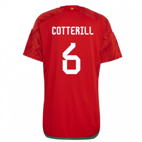 Kandiny Férfi Walesi Joel Cotterill #6 Piros Hazai Jersey 22-24 Mez Póló Ing