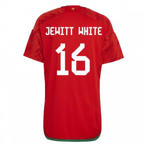 Kandiny Férfi Walesi Harry Jewitt White #16 Piros Hazai Jersey 22-24 Mez Póló Ing