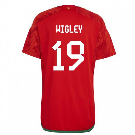 Kandiny Férfi Walesi Morgan Wigley #19 Piros Hazai Jersey 22-24 Mez Póló Ing