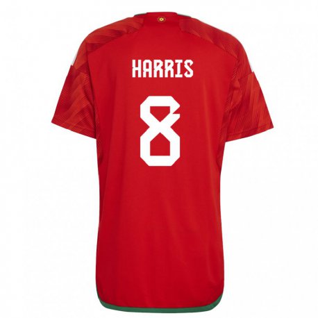 Kandiny Férfi Walesi Luke Harris #8 Piros Hazai Jersey 22-24 Mez Póló Ing