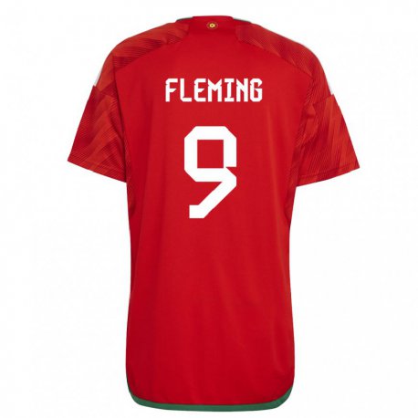 Kandiny Férfi Walesi Cole Fleming #9 Piros Hazai Jersey 22-24 Mez Póló Ing