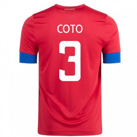 Kandiny Férfi Costa Rica Maria Coto #3 Piros Hazai Jersey 22-24 Mez Póló Ing