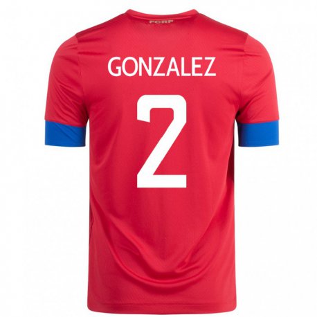 Kandiny Férfi Costa Rica Julian Gonzalez #2 Piros Hazai Jersey 22-24 Mez Póló Ing