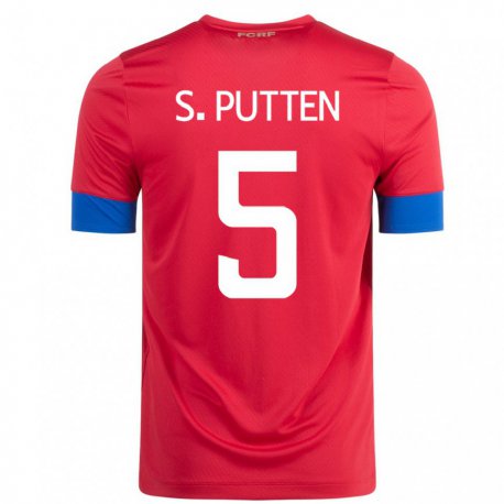Kandiny Férfi Costa Rica Santiago Van Der Putten #5 Piros Hazai Jersey 22-24 Mez Póló Ing