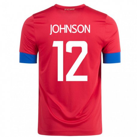Kandiny Férfi Costa Rica Shawn Johnson #12 Piros Hazai Jersey 22-24 Mez Póló Ing