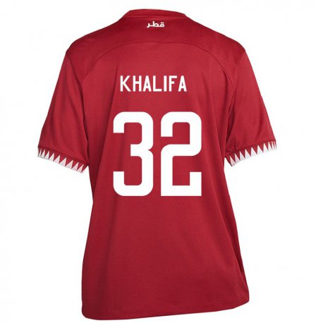 Kandiny Férfi Katari Duana Khalifa #32 Gesztenyebarna Hazai Jersey 22-24 Mez Póló Ing